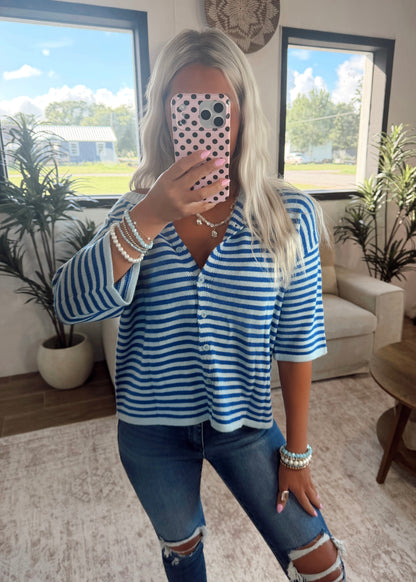 Duo Stripe Button Cardigan