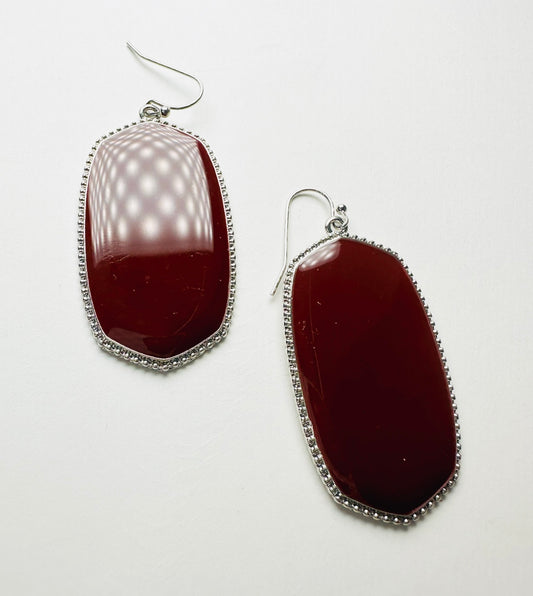 Maroon Dangle Drop Earrings