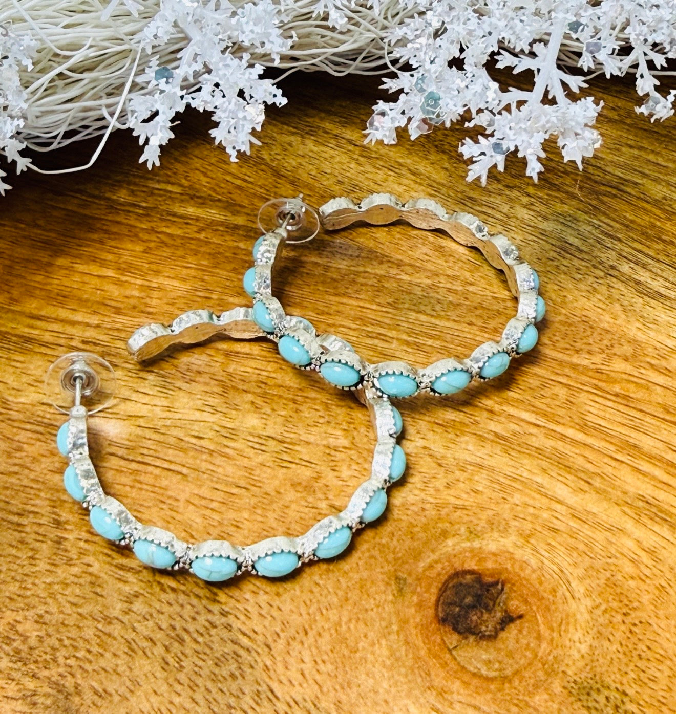 Blue Halo Hoop Earrings