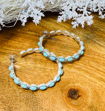 Blue Halo Hoop Earrings