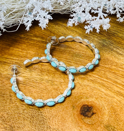 Blue Halo Hoop Earrings