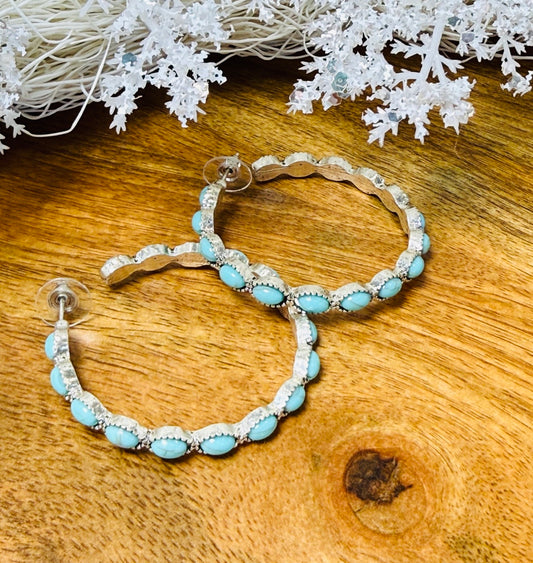 Blue Halo Hoop Earrings