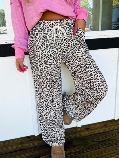 Lazy Leopard Drawstring Lounge Pants