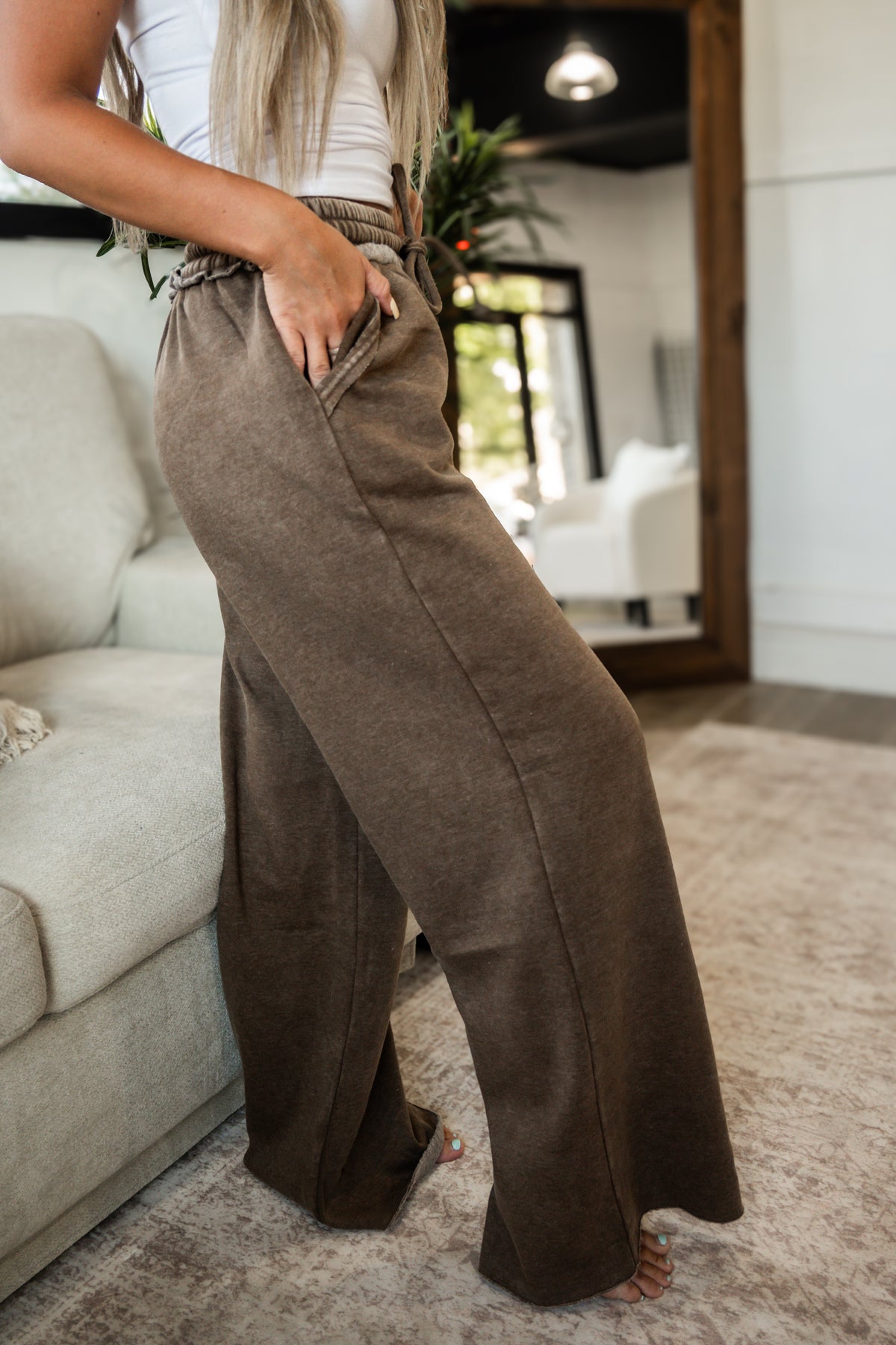Acid Wash Fleece Flow Lounge Pants