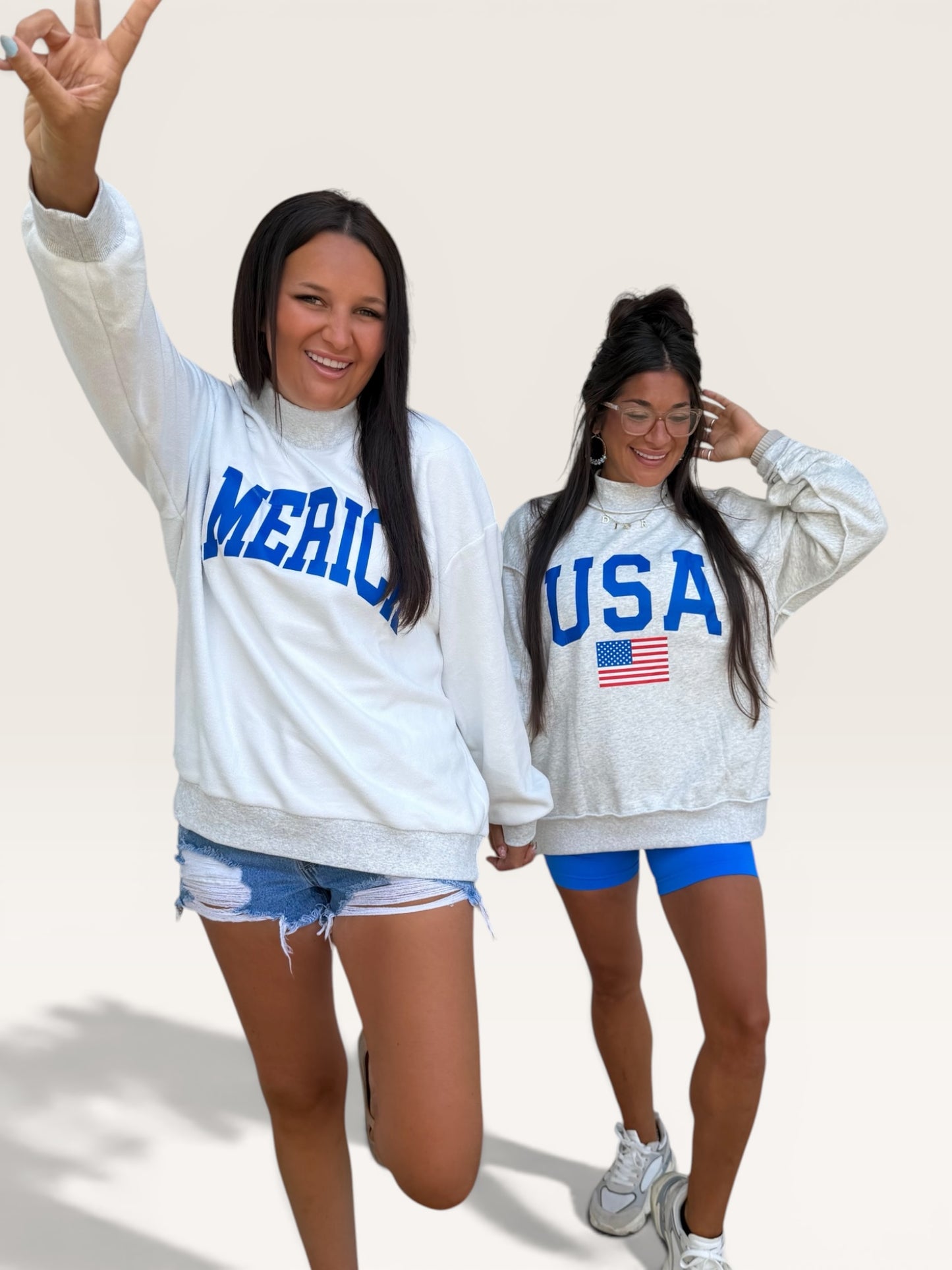 Mock Neck Reversible USA/America Graphic Sweatshirt
