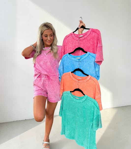 Frosted Halo Acid Wash Lounge Set