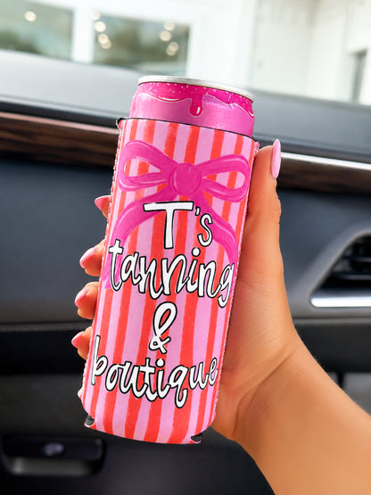 T's Tanning & Boutique Striped Can Holder