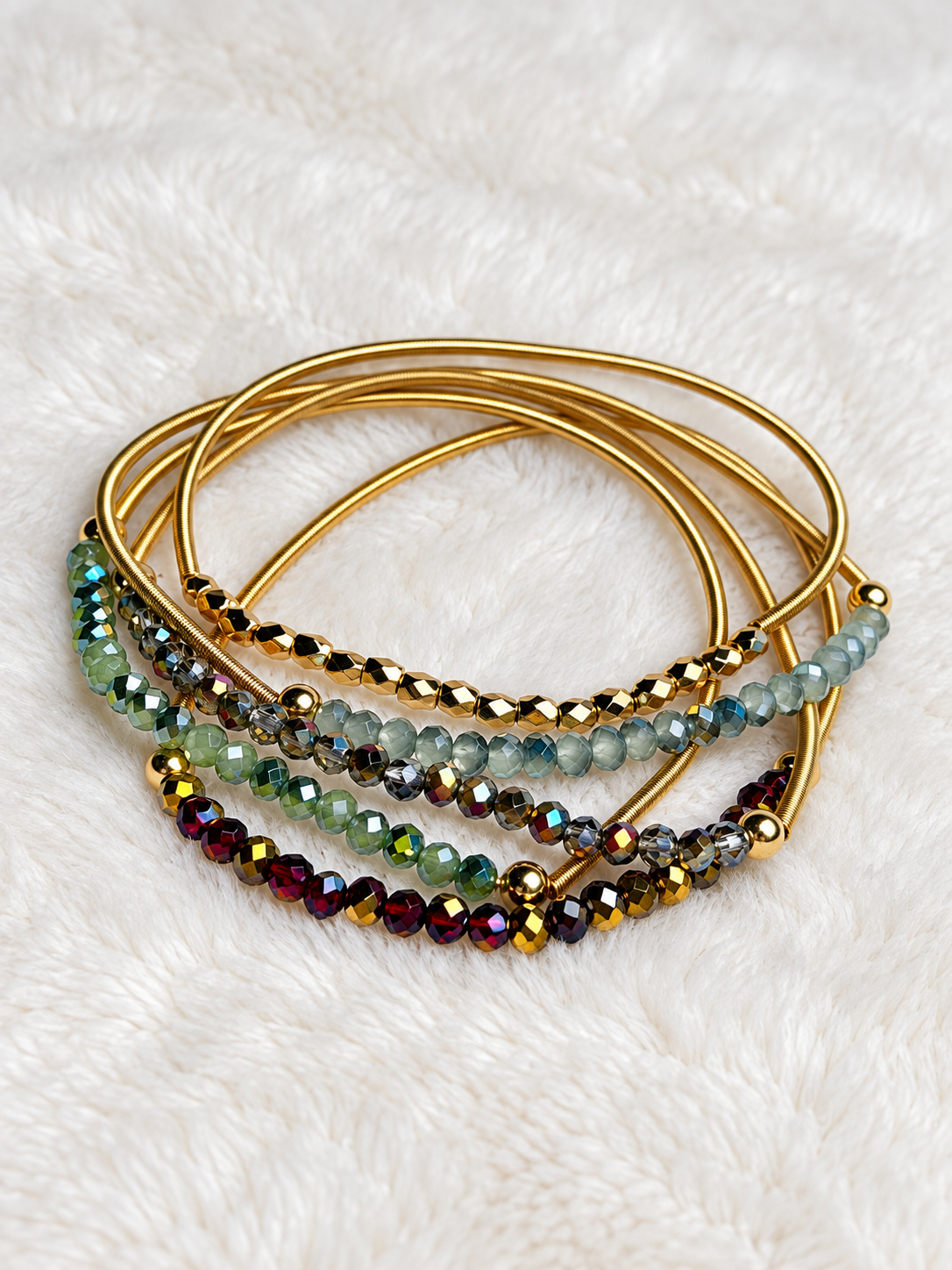 Golden Bloom Coils Bracelet Set