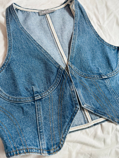 Denim Dreams Hook Closure Crop Vest