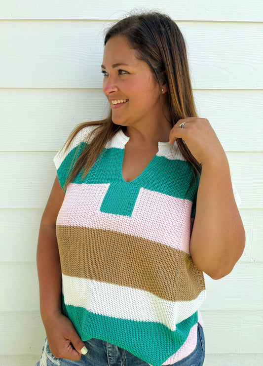 Multi-color Block Sweater Top