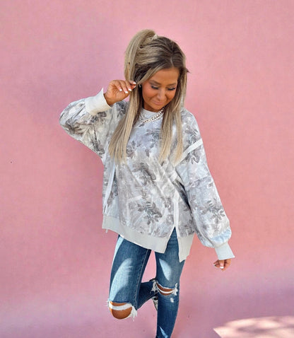 Driftwood Exposed Seam Sweatshirt Top