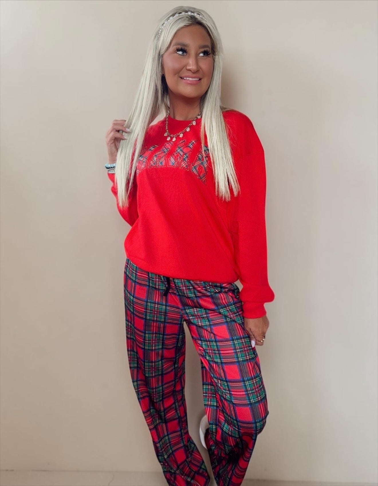 Mama's Merry Plaid Pajama Set