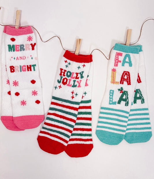 Holiday Cheer Fuzzy Christmas Socks