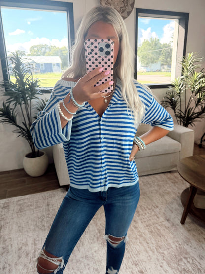 Duo Stripe Button Cardigan
