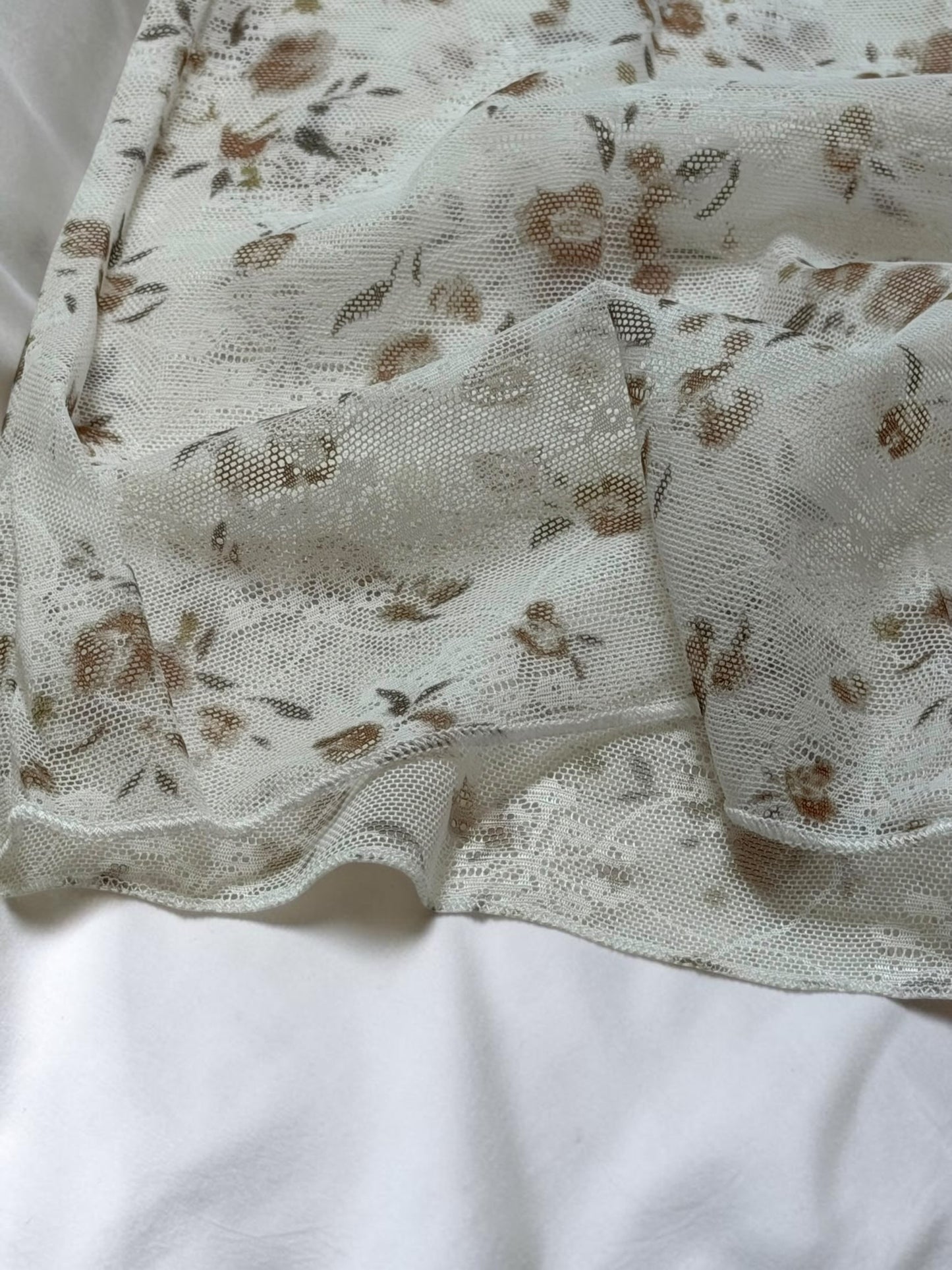 Sheer Floral Mock Neck Tee