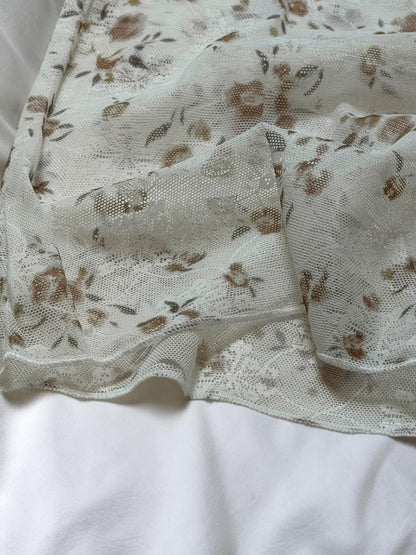Sheer Floral Mock Neck Tee