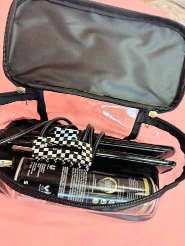 Black Glam Clear Cosmetic Make up Bag