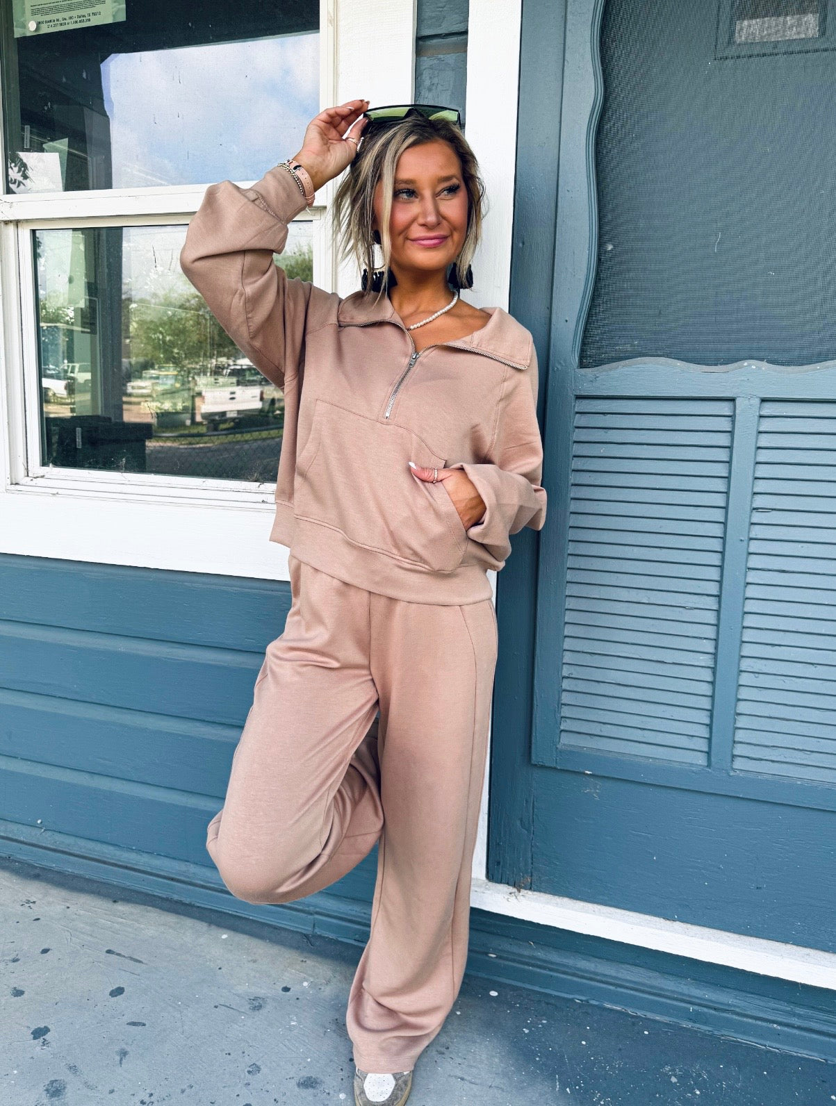 Buttery Soft Taupe Two Piece Lounge Set