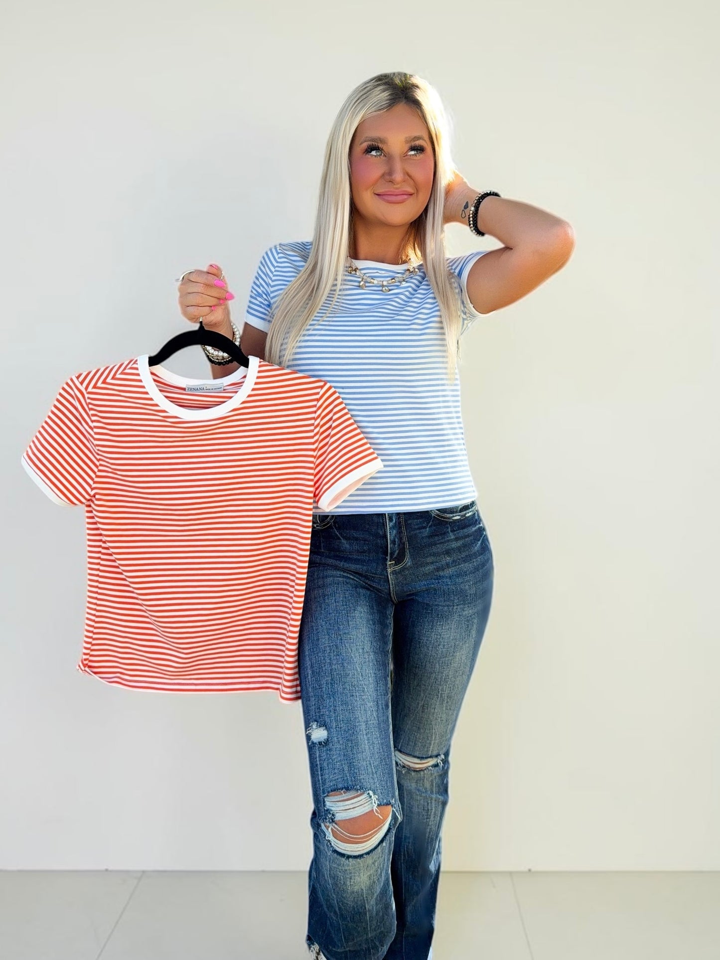 Modern Stripe Rib Tee Top