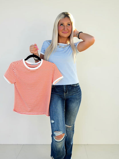 Modern Stripe Rib Tee Top