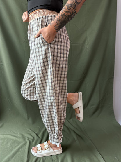 Cozy Checkmate Balloon Pants
