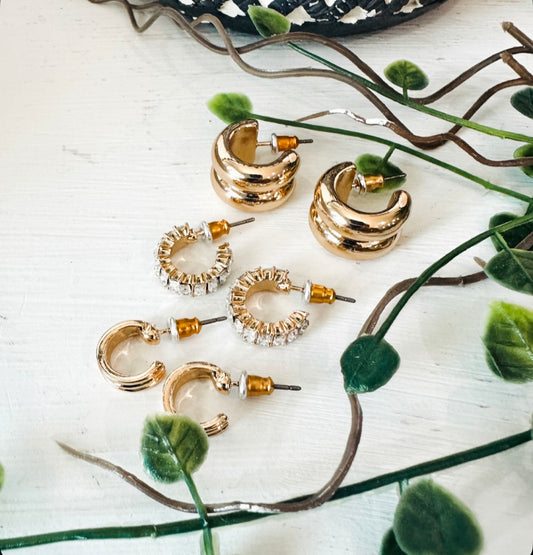 Simple Elegance Hoop Trio Earring Set
