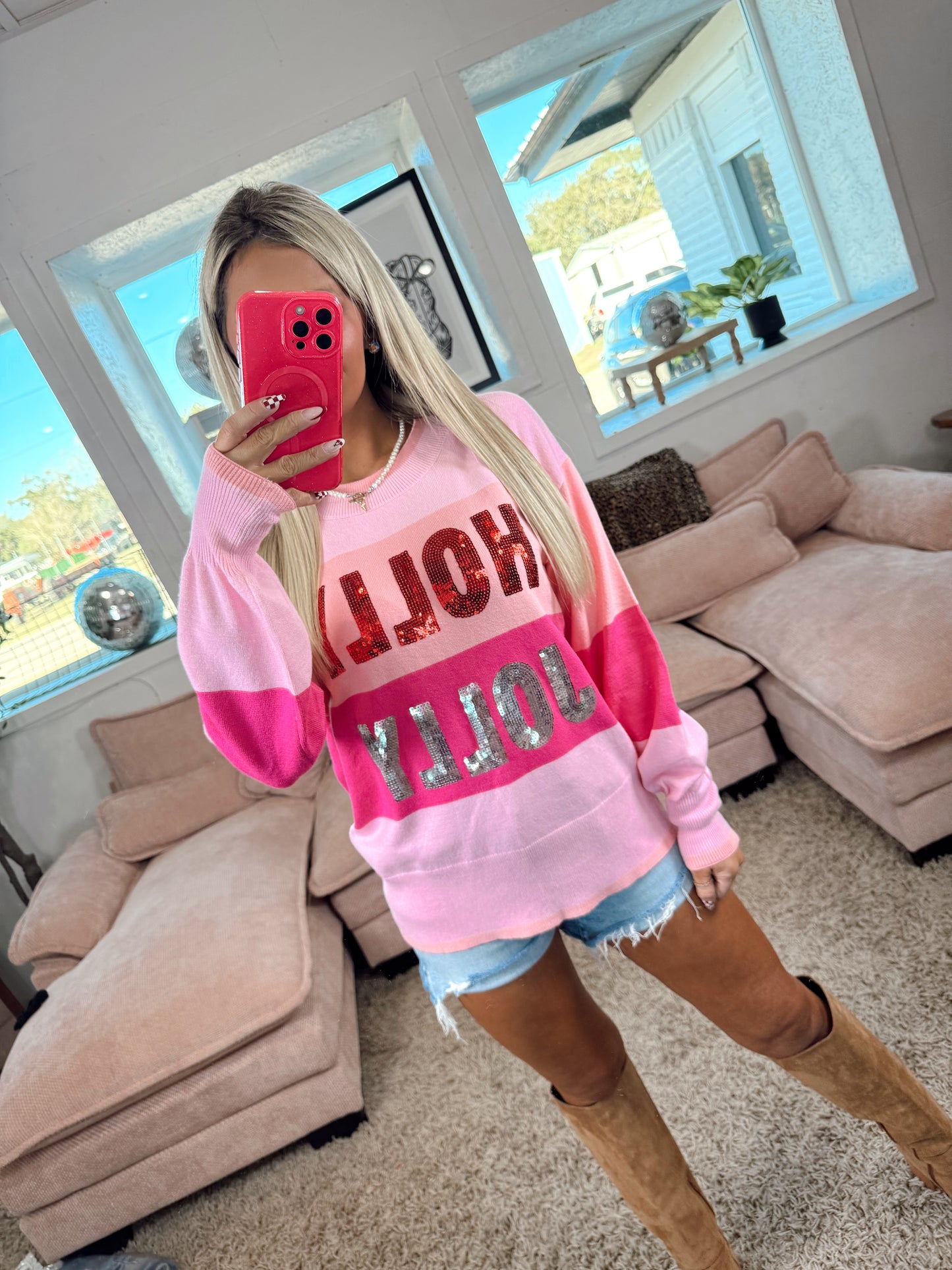 Stay Holly Jolly Color Block Sweater Top