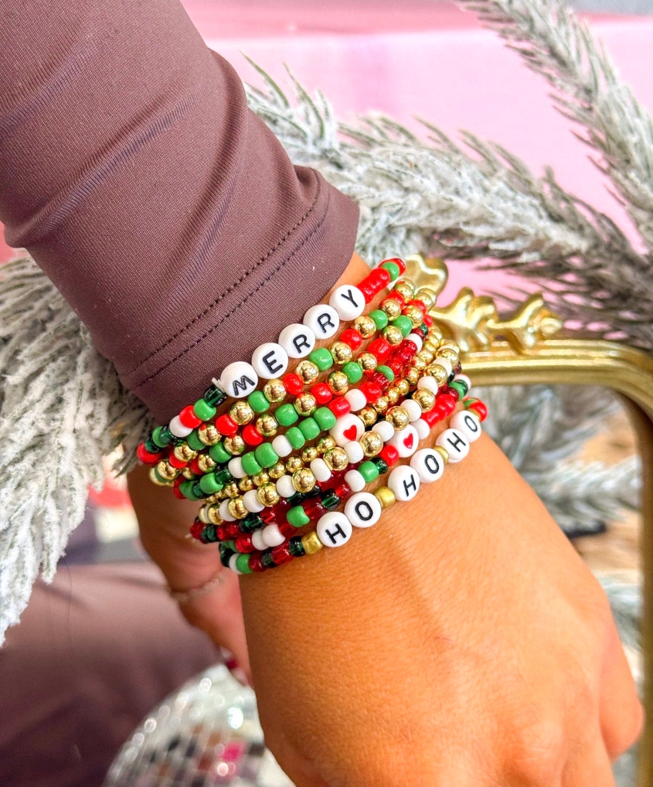 HO HO HO Merry Beaded Multi-Piece Bracelet Set