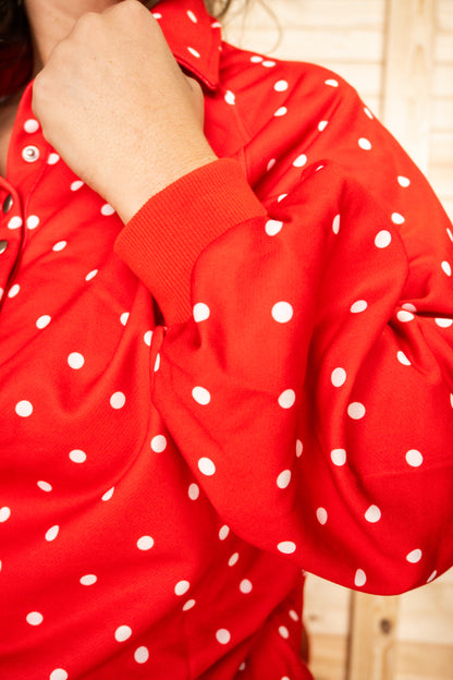 Cherry Pop Polka Dot Pullover Sweatshirt