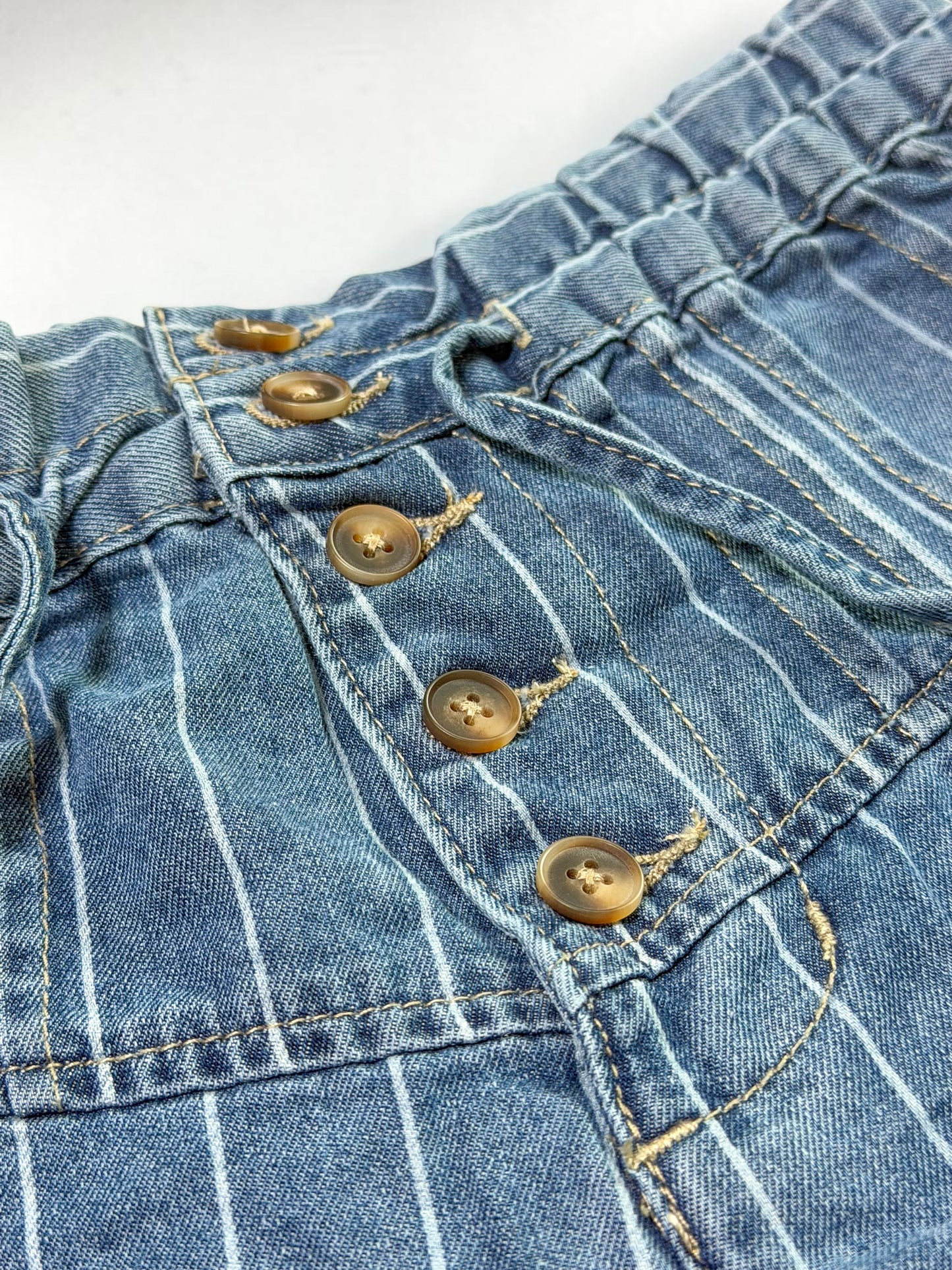 Blue Stripes Denim Drawstring Shorts