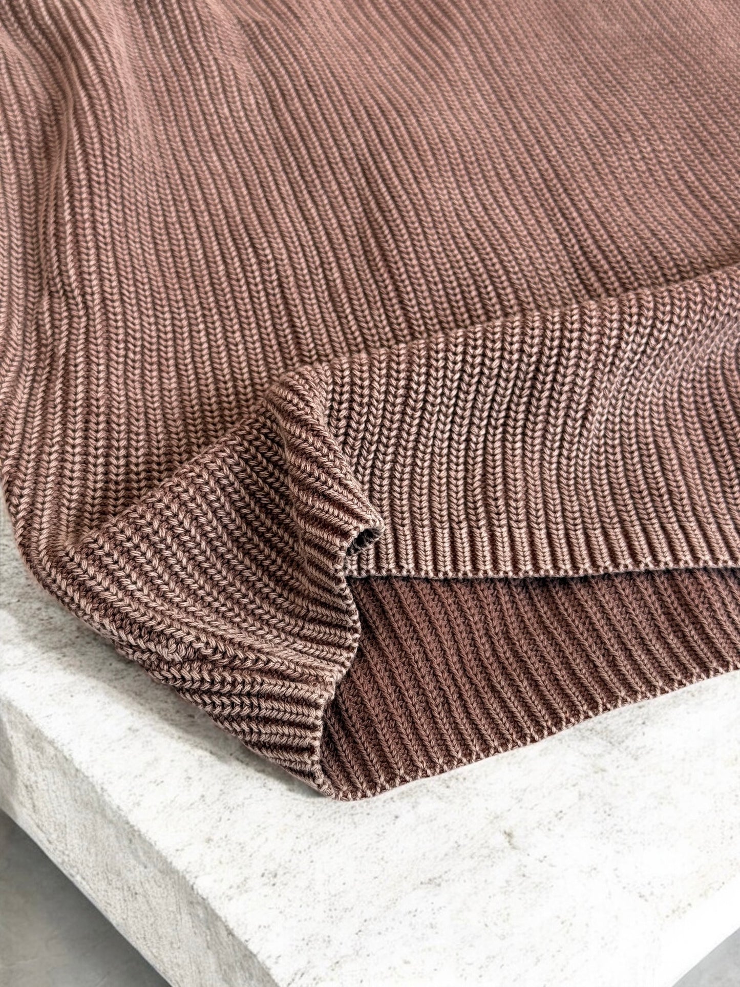 Brown Mineral Wash Knit Button Sweater top