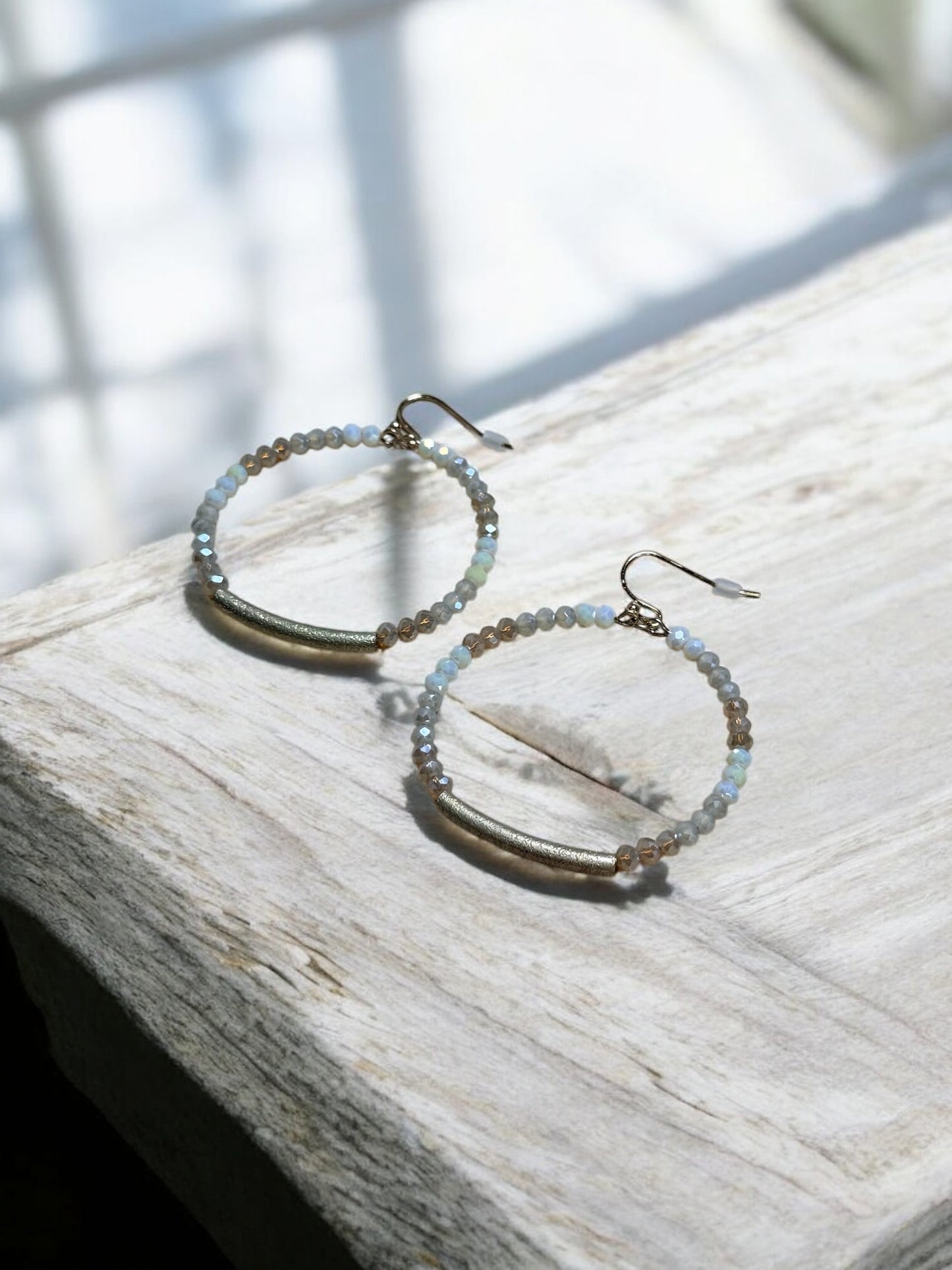 Ivory Halo Hoop Dangle Earrings