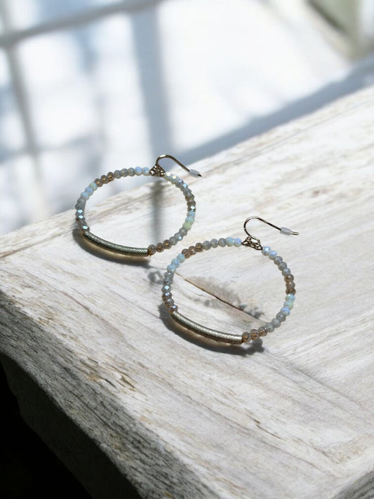 Ivory Halo Hoop Dangle Earrings