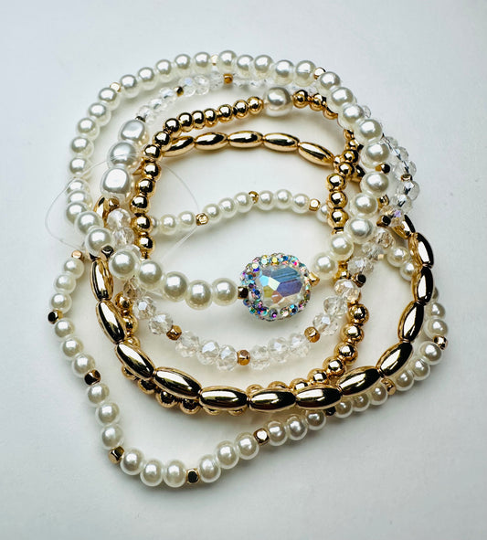 Single Stone Bangle Bracelet Set
