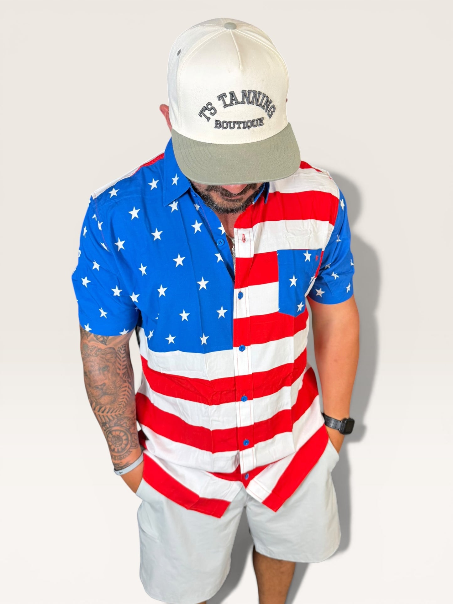 American Flag Button Down Shirt