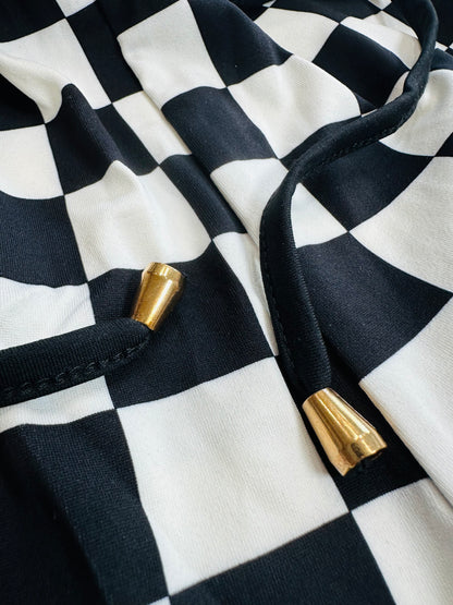 Make A Change Checkered Drawstring Shorts