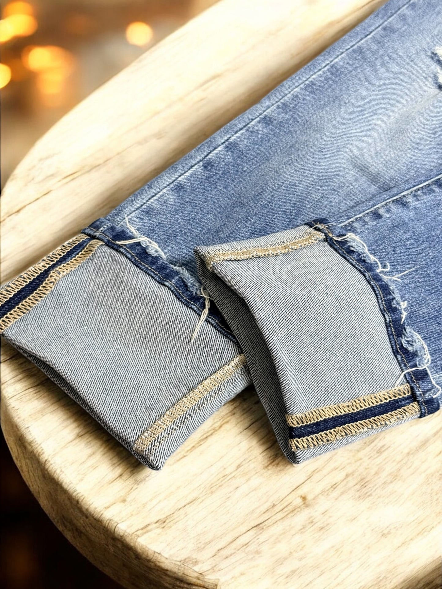 Addison Mid-Rise Straight Cuffed Jeans