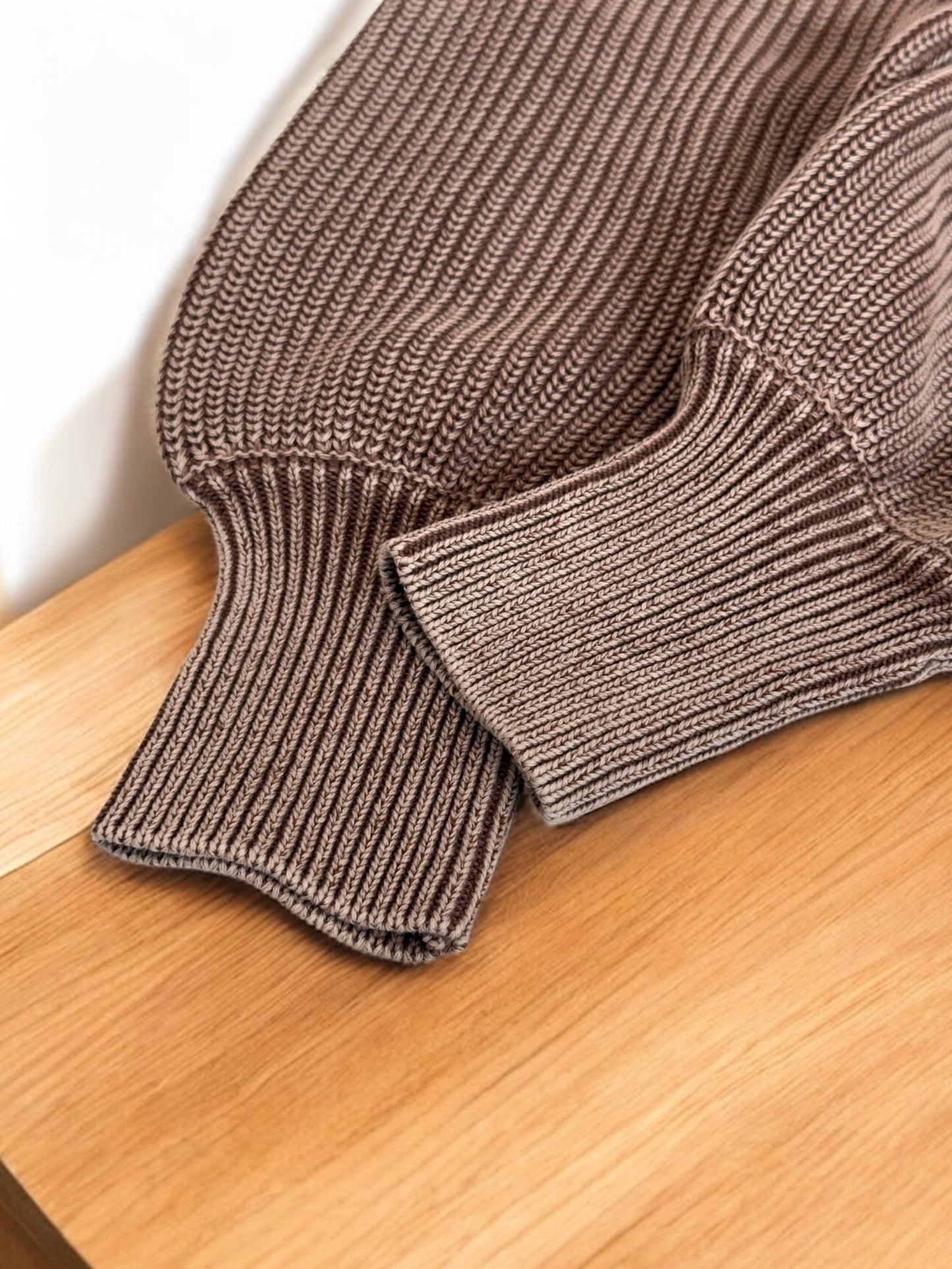 Brown Mineral Wash Knit Button Sweater top