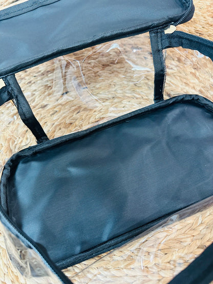 Black Glam Clear Cosmetic Make up Bag