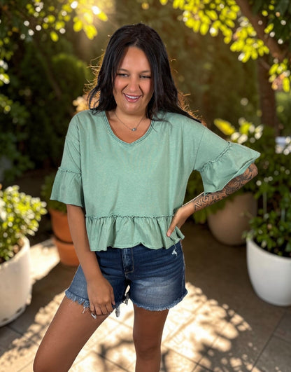 Washed Comfort Ruffle Tee