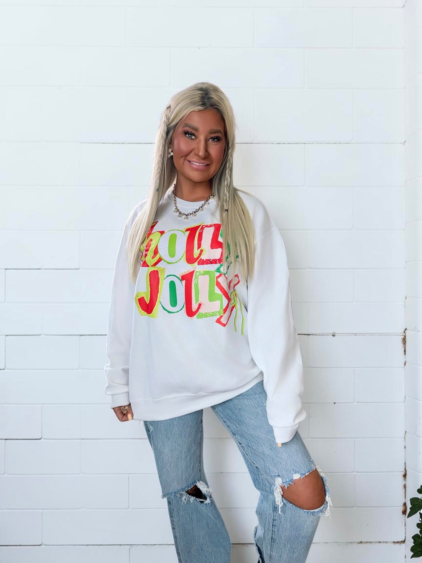 Scrap Book Jolly Jingle Time Graphic Crewneck Top