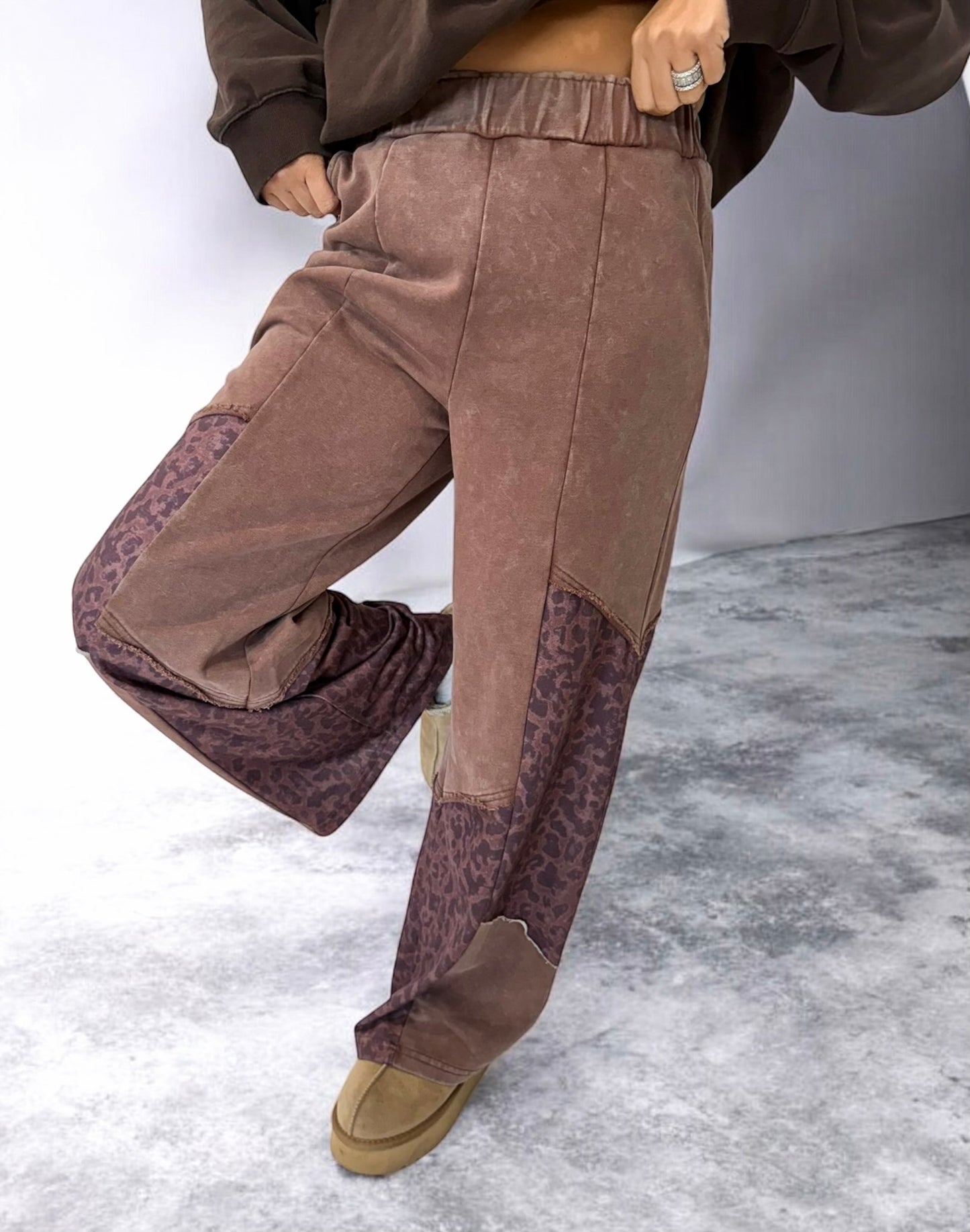 Wild Mocha Leopard Patchwork Pants