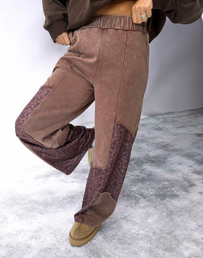Wild Mocha Leopard Patchwork Pants