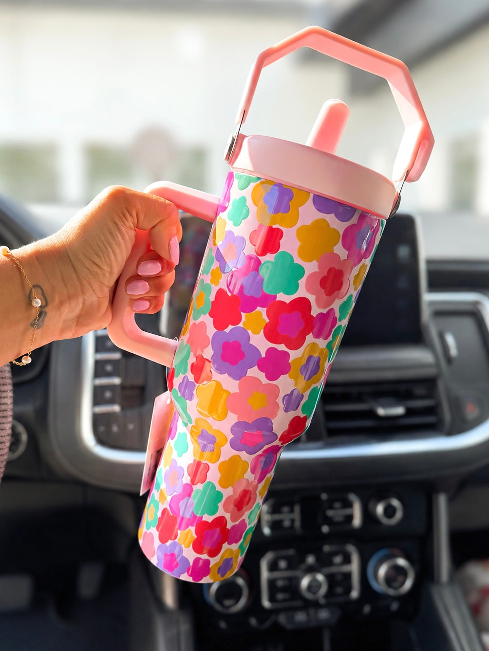 Groovy Floral Tumbler Cup