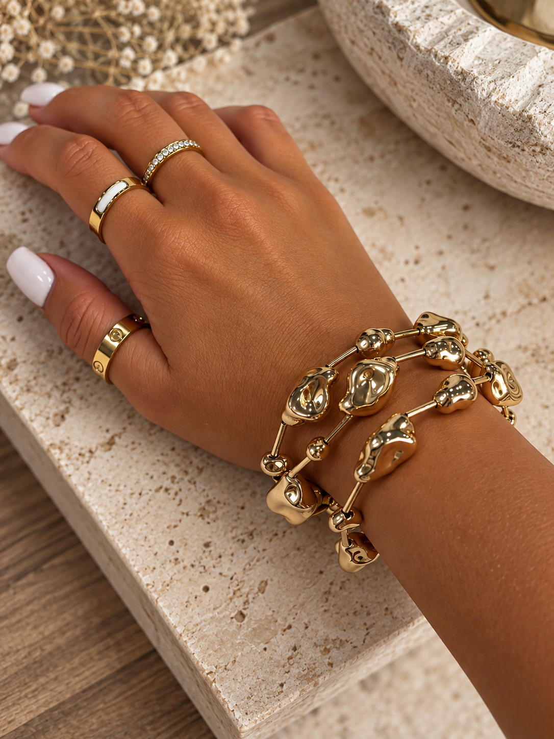 Golden Luxe Stone Bracelet Set