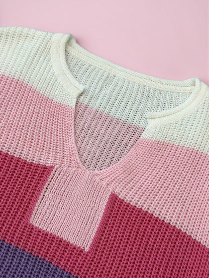 Blushline Notch V‑Neck Knit Top