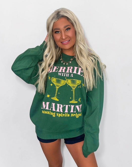 Life Is Merrier With A Martini Graphic Sweatshirt