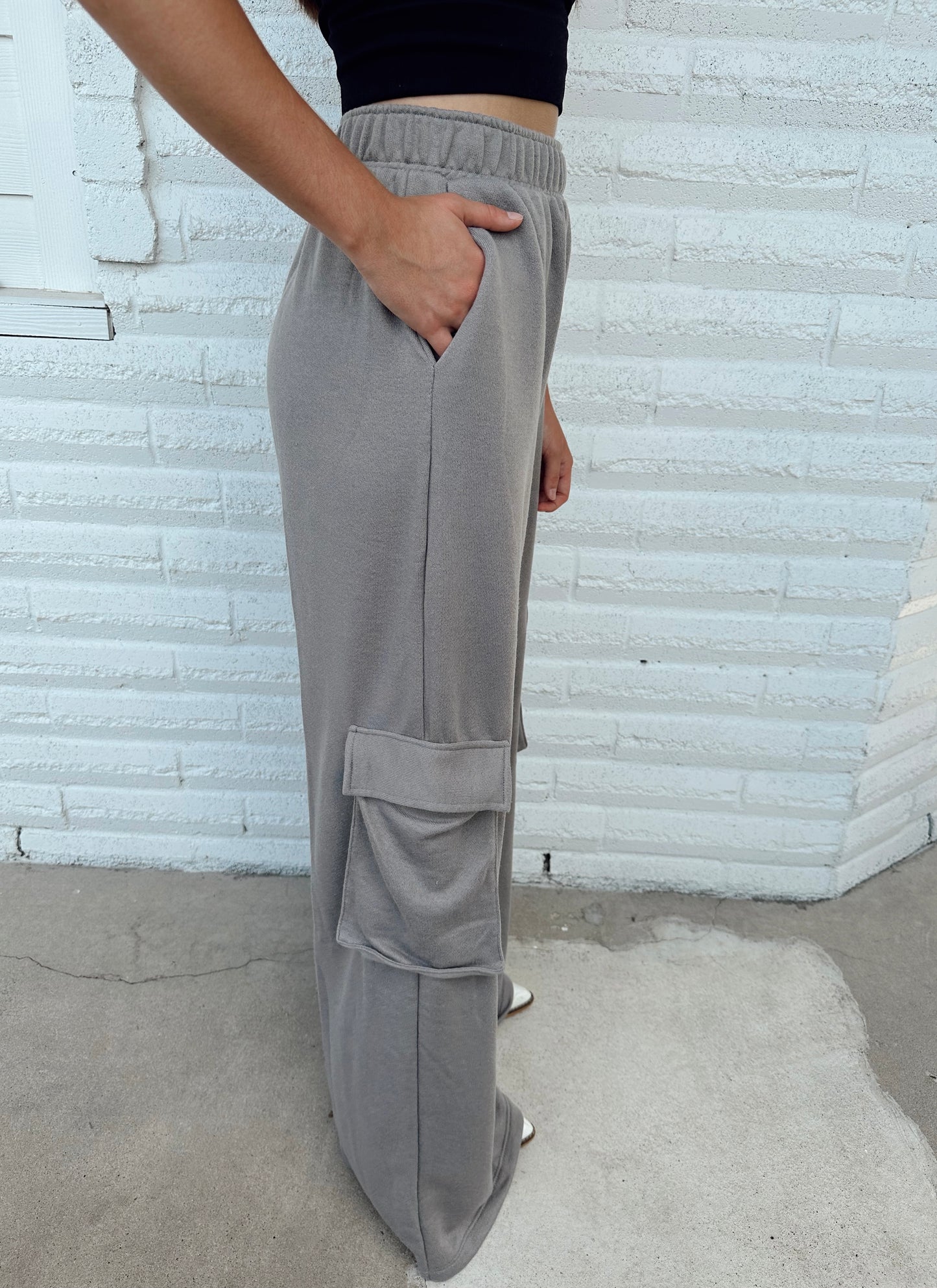 Solid Cargo Flare Sweatpants
