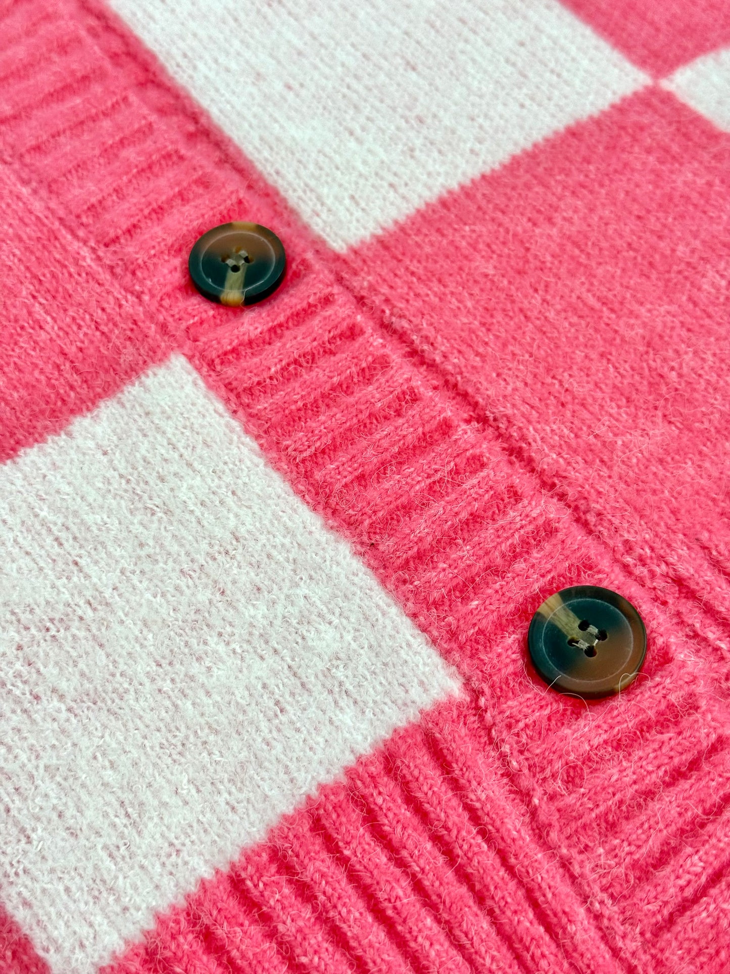 Bubblegum Bliss Checkered Cardigan