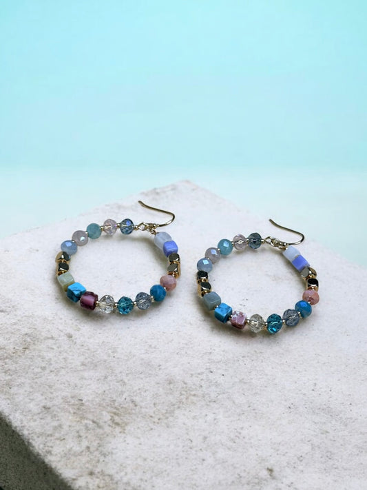 Confetti Hoop Drop Dangle Earrings